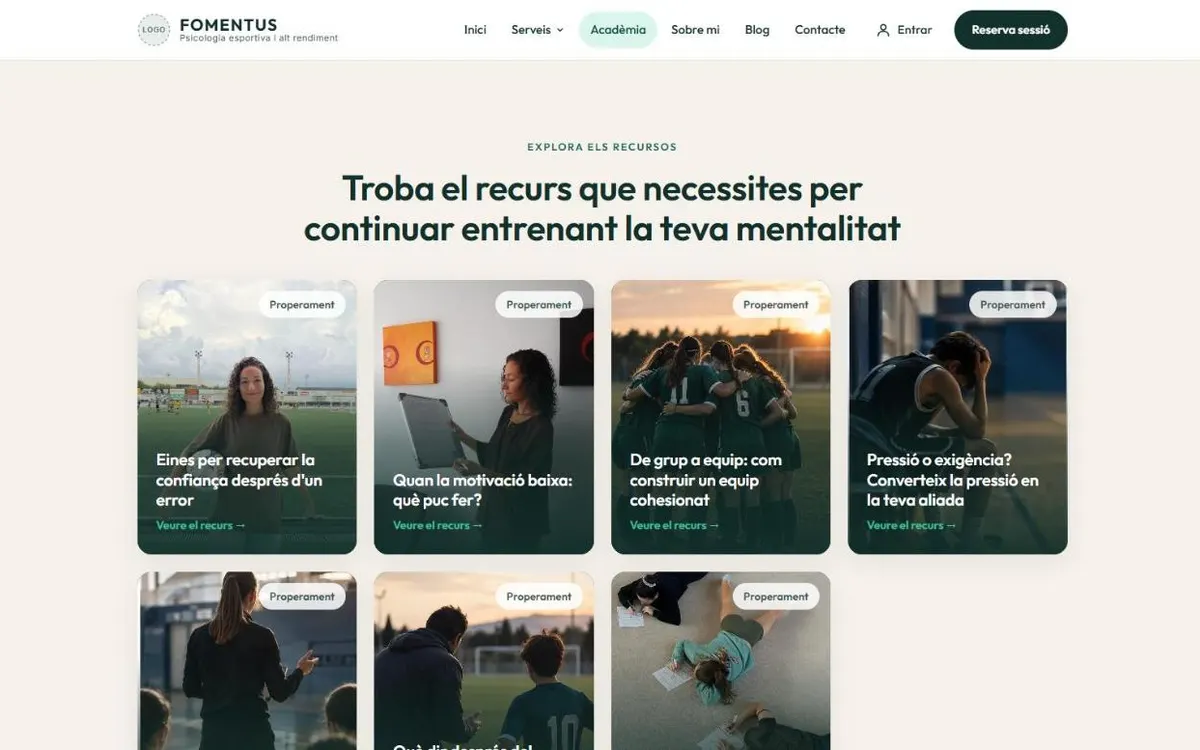 La academia de cursos de Fomentus, en ordenador