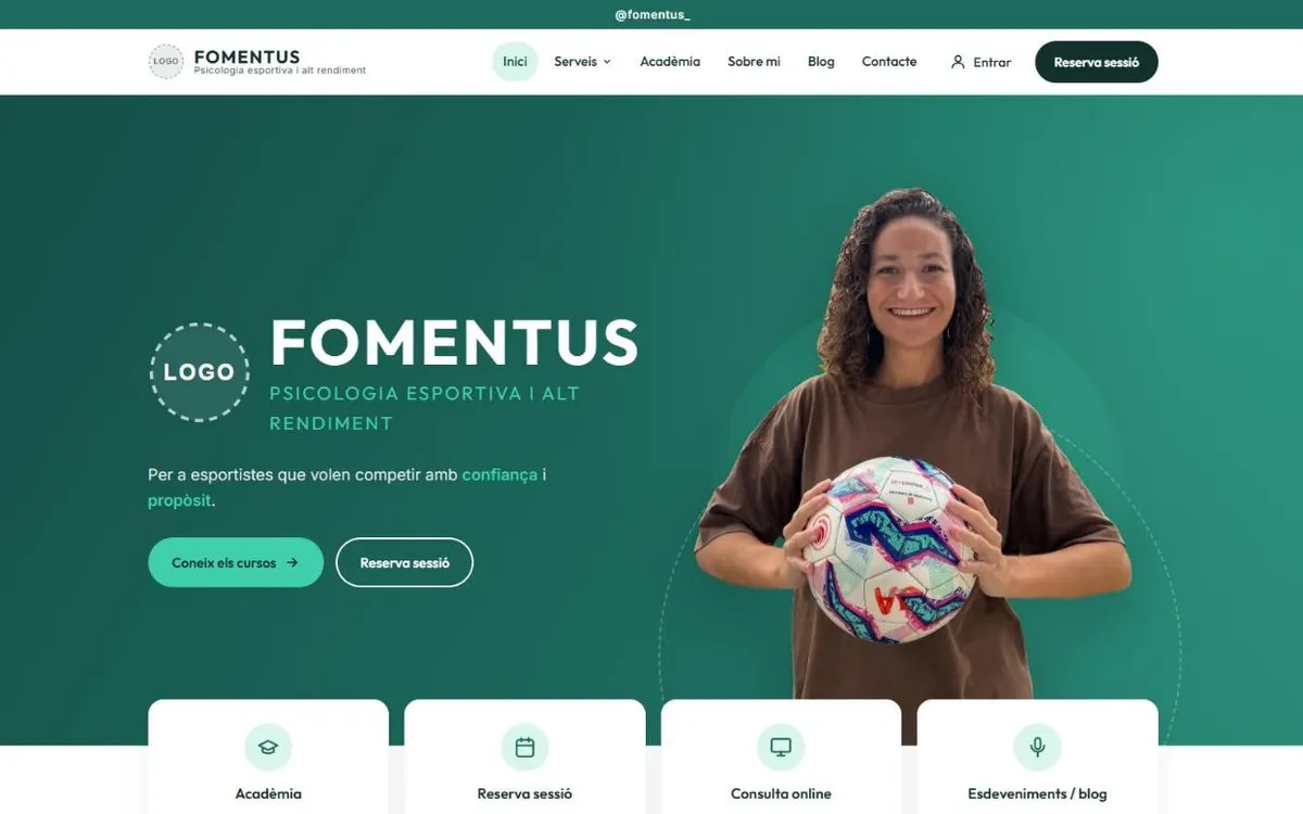 Portada de la web de Fomentus: web y plataforma de venta de cursos